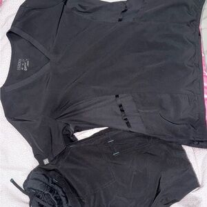 Black Hanes Scrub Top and Pants Set